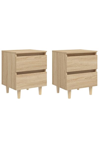 vidaxl Bed Cabinets & Solid Pinewood Legs 2 pcs Sonoma Oak 40x35x50 cm