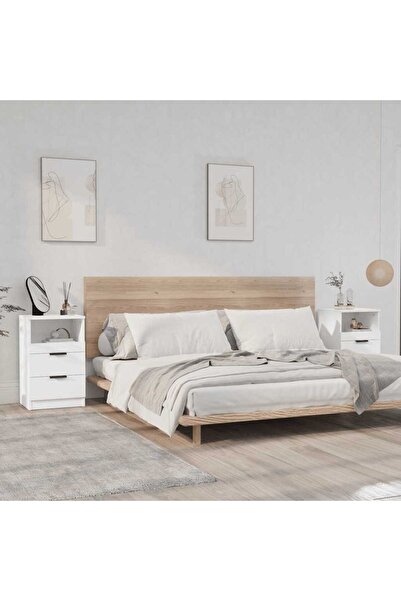 vidaxl Bedside Cabinets 2 pcs White Engineered Wood