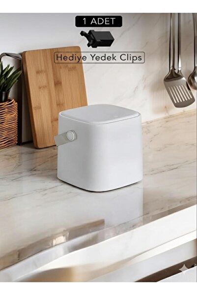 VOCO Click Kapaklı Tutma Saplı,İçi Kovalı Tezgah Üstü Mutfak Çöp Kovası-Yedek...