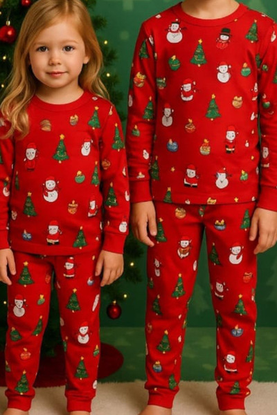 ESSFASIHON New Year Themed Unisex Children's Pajama Set