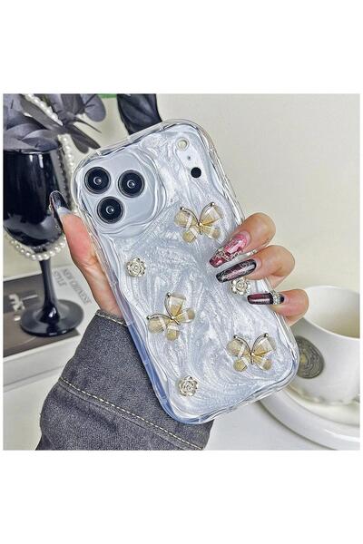 Pro Aksesuar iPhone 17 Pro Max Compatible Case Butterfly Floral Silicone Case...