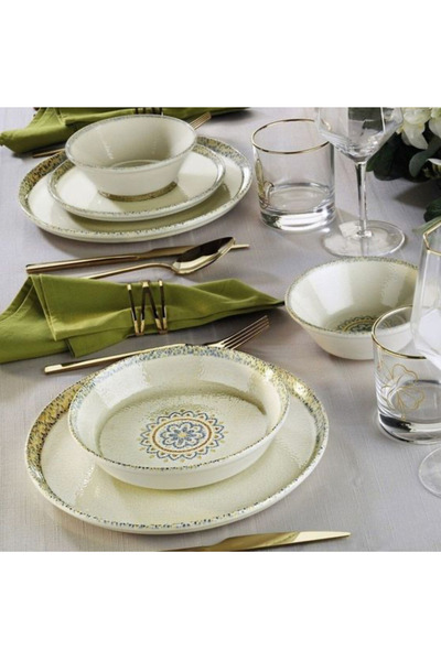 Kosova 24 Parça 6 Kişilik Mosaik Porselen Yemek Takımı