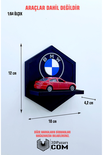 Butik 1/64 Ölçekli Araç Sergileme Rafı Petek Şeklinde Bmw Tasarımlı 3D Baskı
