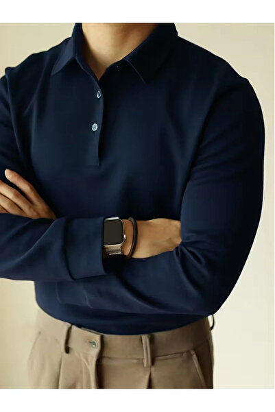 l'eivor Long Sleeve 100% Cotton Pique Men's Polo Neck T-Shirt