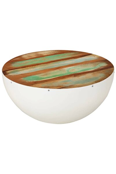 vidaxl Bowl-shaped Coffee Table White Ø50x24 cm Solid Wood Reclaimed
