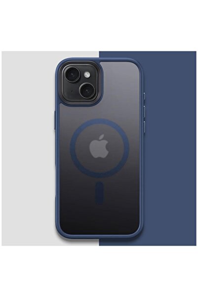 Zebana Apple iPhone 14 Plus Uyumlu Kılıf Fros Silikon Kılıf (Kablosuz Şarj Destekli) Lacivert