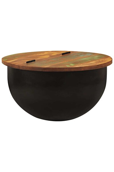 vidaxl طاولة قهوة سوداء 50×27 سم من الخشب الصلب المعاد تدويره