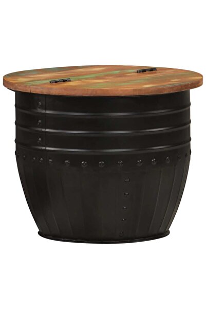 vidaxl طاولة قهوة سوداء 50×39.5 سم من الخشب الصلب المعاد تدويره