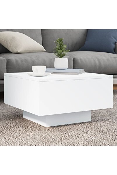 vidaxl طاولة قهوة بيضاء 55×55×31 سم مصنوعة من الخشب المصنّع