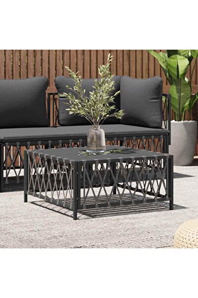 vidaxl طاولة حديقة بلون أنثراسيت، 70×70×34 سم، مصنوعة من قماش منسوج