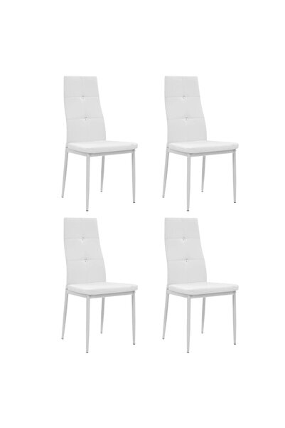 vidaxl Dining Chairs 4 pcs White Faux Leather