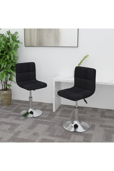 vidaxl Swivel Dining Chairs 2 pcs Black Fabric
