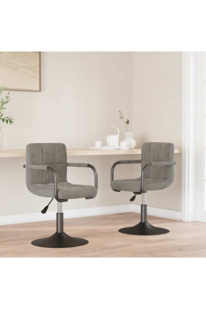 vidaxl Swivel Dining Chairs 2 pcs Light Grey Velvet