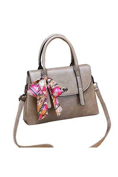 ETG Women's handbag PU leather texture yellow/grey