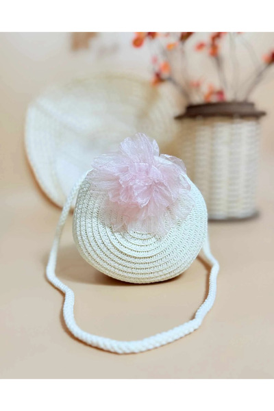 1way Straw bag for girls with a rose