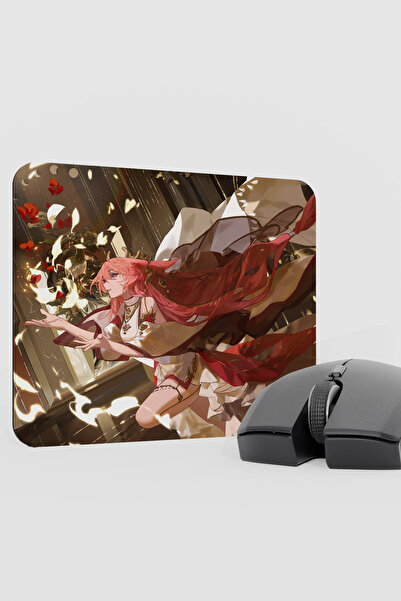 mousepad bastir Yae Miko Genshin Impact Anime Gacha V4 - 22X18 Gaming Mouse P...