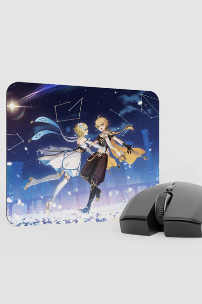 mousepad bastir Aether Lumine Genshin Impact Anime Gacha V2 - 22X18 Gaming Mo...