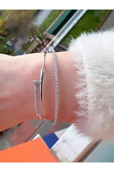 ECEMSEL Silver Color Handcuff Bracelet