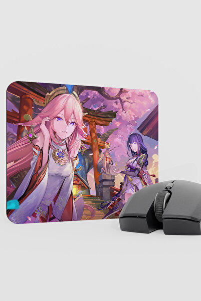 mousepad bastir Yae Miko Genshin Impact Anime Gacha V1 - 22X18 Gaming Mouse P...