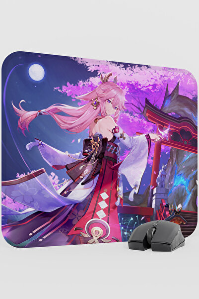 mousepad bastir Yae Miko Genshin Impact Anime Gacha V5 - 48X40 XL Gaming Mous...