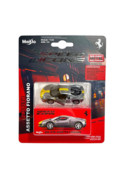Maisto METAL CAR SPEED ICONS 296 GTB ASSETTO FIORANO GRAY SCALE 1 TO 64