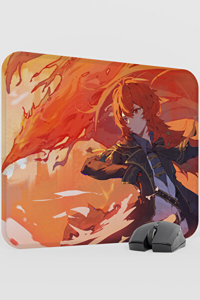 mousepad bastir Diluc Genshin Impact Anime Gacha V2 - 48X40 XL Gaming Mouse P...