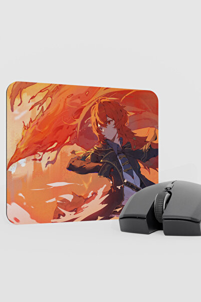 mousepad bastir Diluc Genshin Impact Anime Gacha V2 - 22X18 Gaming Mouse Pad ...