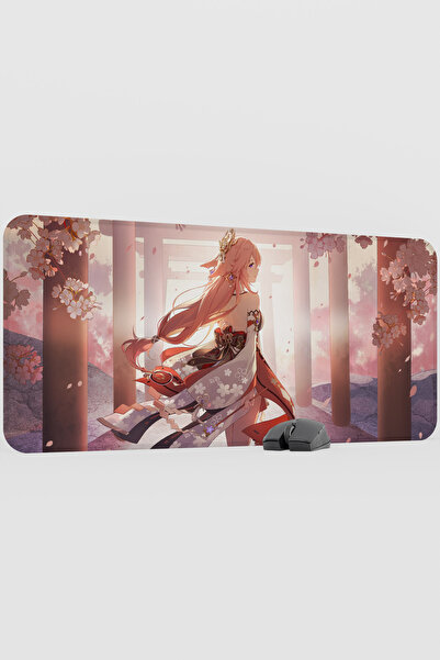 mousepad bastir Yae Miko Genshin Impact Anime Gacha V2 - 90X40 XXL Gaming Mou...