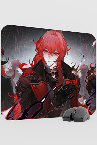 mousepad bastir Diluc Genshin Impact Anime Gacha V1 - 48X40 XL Gaming Mouse P...