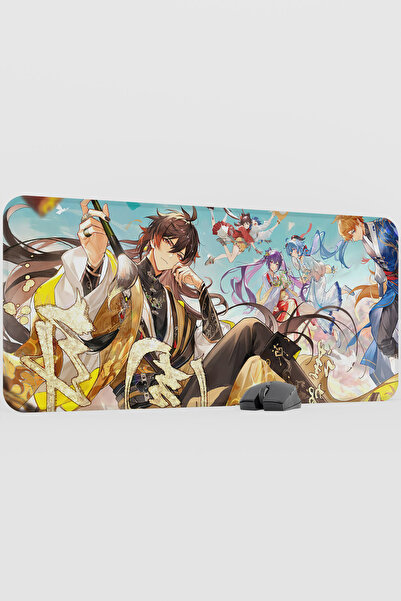 mousepad bastir Zhongli Genshin Impact Anime Gacha V3 - 90X40 XXL Gaming Mous...