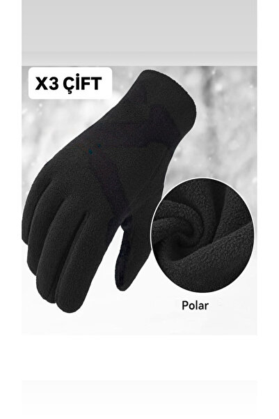 sporthome 3 Çift Termal Polar Eldiven Rüzgar Geçirmez Extra Soğuya Dayanıklı