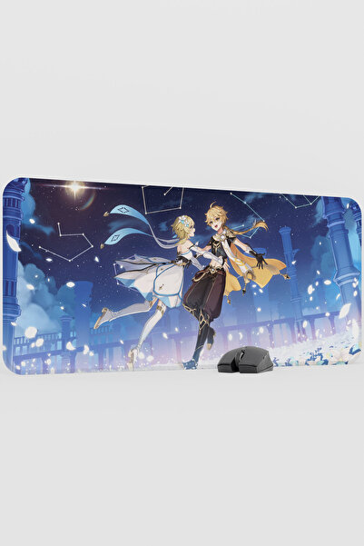 mousepad bastir Aether Lumine Genshin Impact Anime Gacha V2 - 90X40 XXL Gamin...