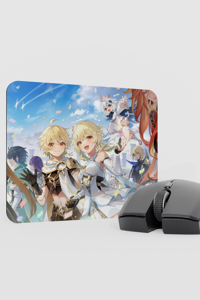 mousepad bastir Aether Lumine Genshin Impact Anime Gacha V3 - 22X18 Gaming Mo...