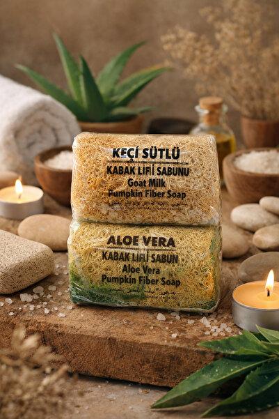 seymenbıçakçılık Goat Milk & Aloe Vera Pumpkin Fiber Soap – Handmade Shower a...