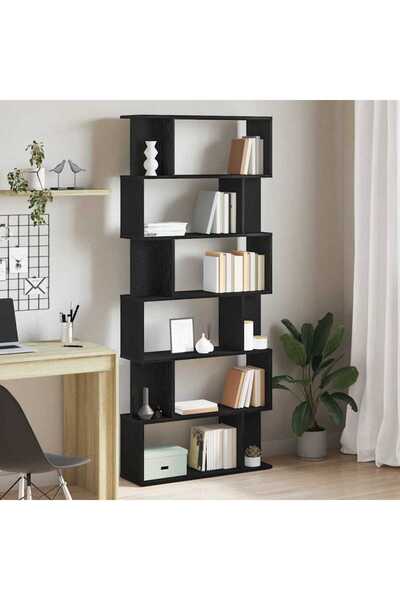 vidaxl خزانة كتب من خشب البلوط الأسود، 80×24×190.5 سم، مصنوعة من الخشب المصنّع