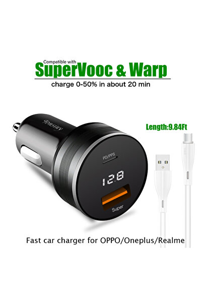 Choice add cable 3m Supervooc Car Charger for Find X5/Reno8,80W/65W Warp car ...