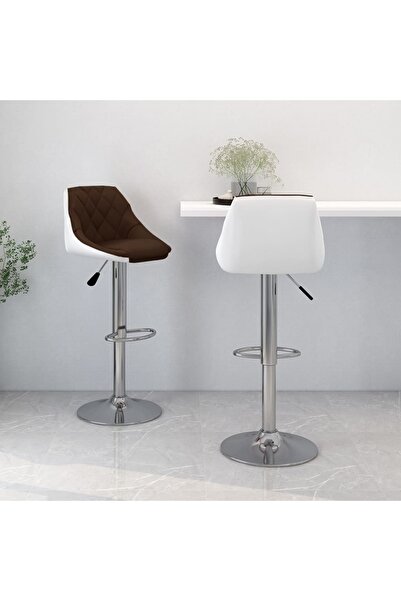 vidaxl Bar Stools 2 pcs Brown and White Faux Leather