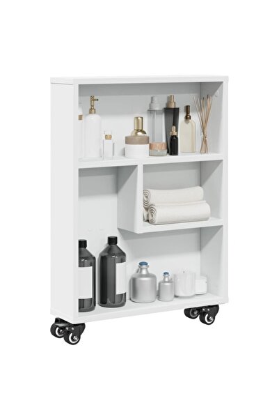 vidaxl Narrow Storage Trolley White 48x13x68 cm Engineered Wood