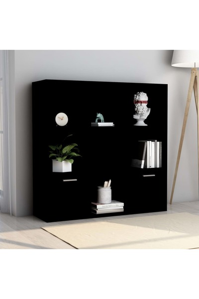 vidaxl Book Cabinet Black 98x30x98 cm Engineered Wood