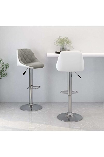 vidaxl Bar Stools 2 pcs Grey and White Faux Leather