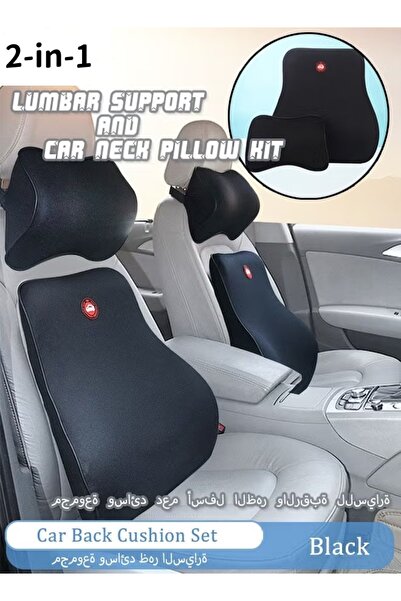 Generic Car Back Cushion Lumbar Support and Car Neck Pillow Kit with Adjustab...
