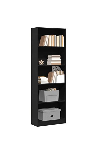 vidaxl خزانة كتب سوداء 60×24×176 سم مصنوعة من الخشب المصنّع