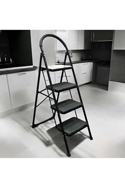 genernic Sturdy Aluminum Folding Ladder 4 Steps Black