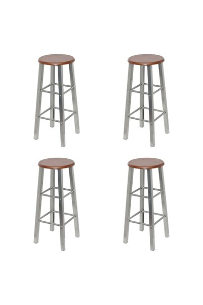vidaxl Bar Stools 4 pcs Silver and Brown MDF