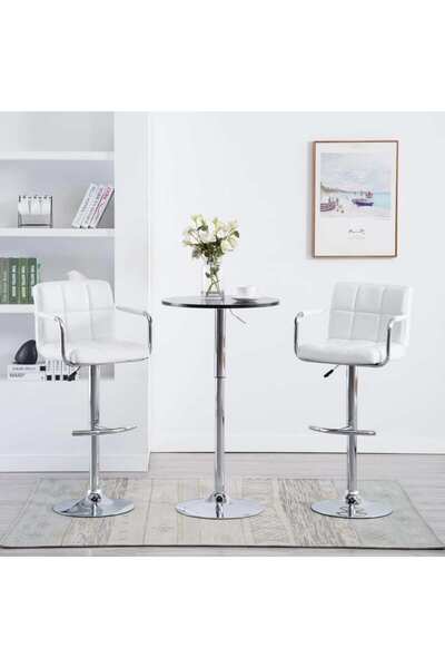 vidaxl Bar Stools 2 pcs White Faux Leather