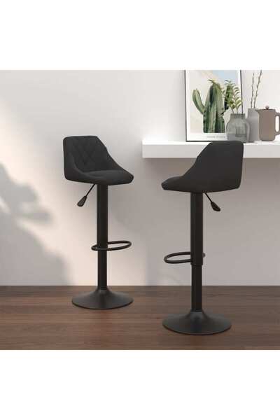 vidaxl كرسيان بار من المخمل الأسود