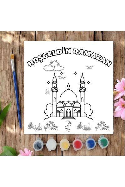 CHVE DESIGN 20x20 Tuval Boyama Seti Etkinlik Hoşgeldin Ramazan Dini Çocuk Etk...