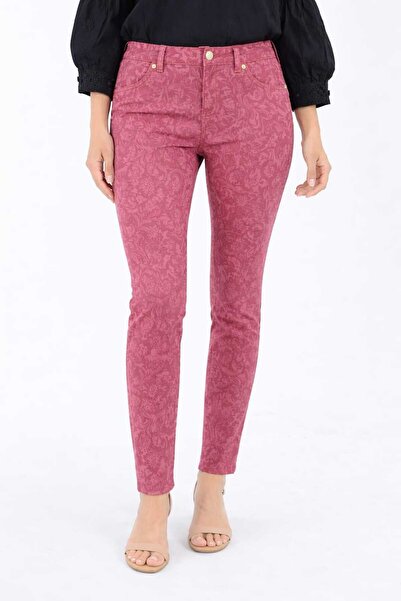 ANATOLIATEKSTILE Women's Plus Size Pants, Jacquard Printed Leggings - Mid Wai...