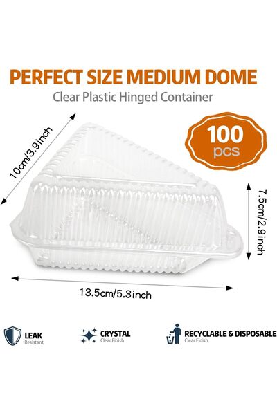Store 100 Adet Tek Kullanımlık Plastik Pasta Dilimi Kabı,