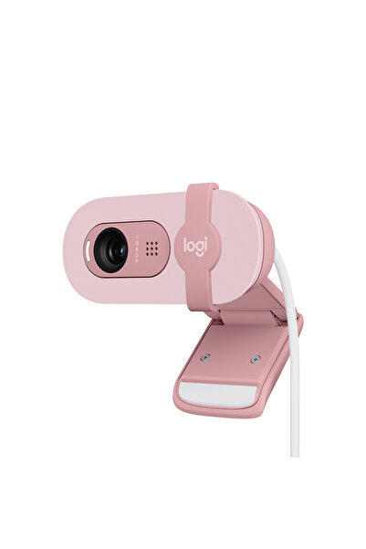 logitech Brio 100 Full HD 1080p Gizlilik Kapaklı Mikrofonlu Web Kamerası - Pembe